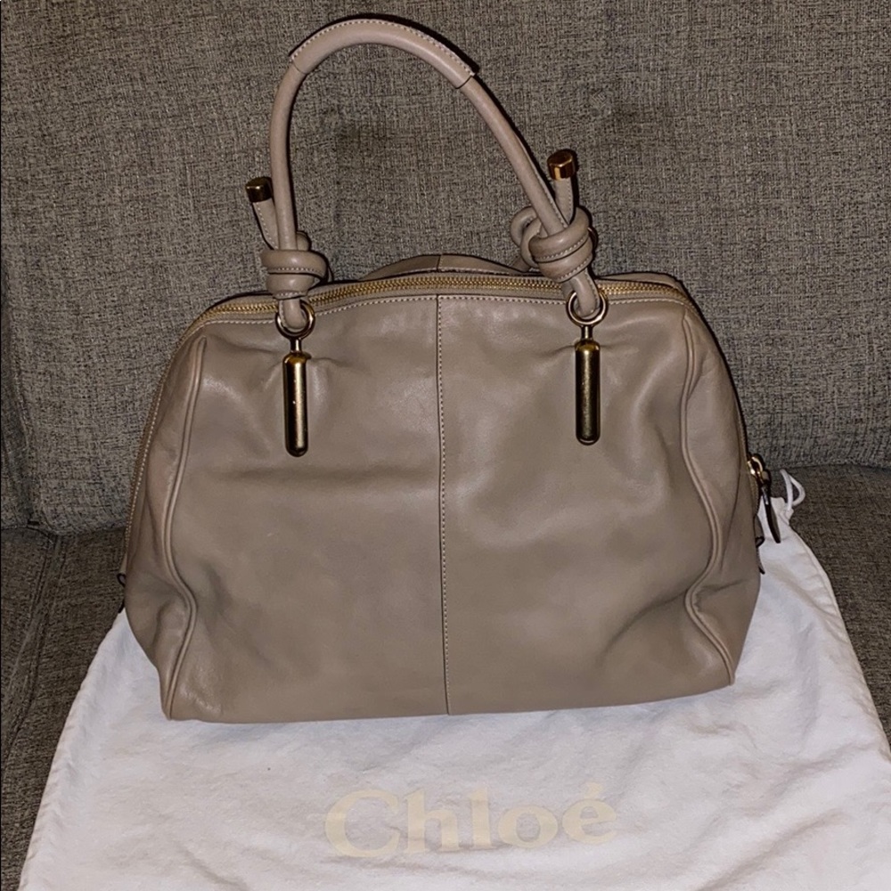 Chloé Janet Large Leather Bag in Biege